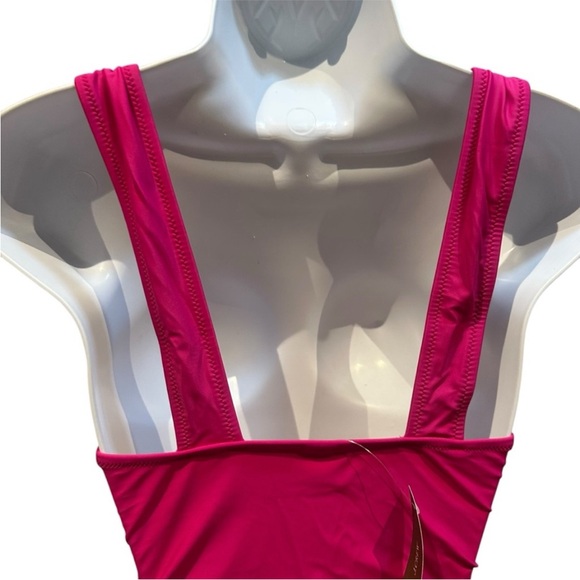 J. Crew | Ruched V Neck One Piece Swimsuit Radiant Fuchsia Pink | 8 New with Tag - Picture 8 of 16
